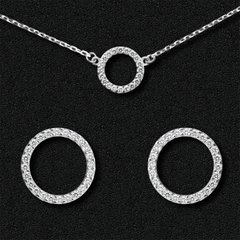 Damski komplet srebrnej biżuterii z przezroczystymi cyrkoniami