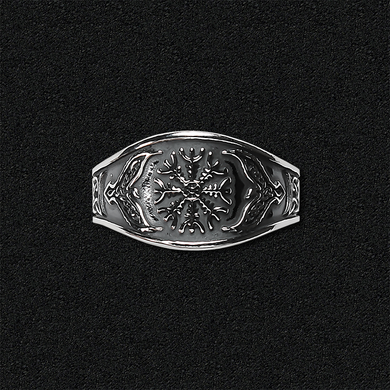 Мужской серебряный перстень "Шлем Эгира"