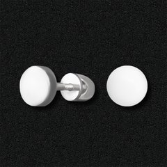 Серебряные серьги-гвоздики с белой эмалью