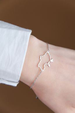 Women's silver bracelet with a map of Ukraine
