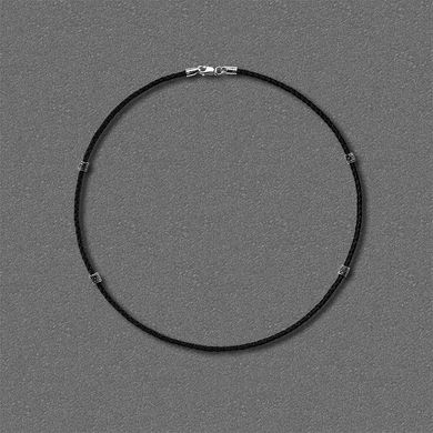 Black silk jewelry cord with silver beads