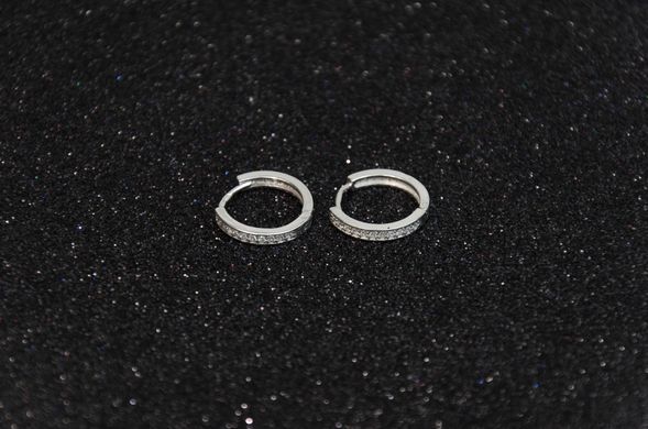 20-мм срібні сережки-кільця з фіанітами