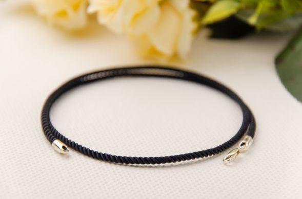 Black silk rope with silver lock