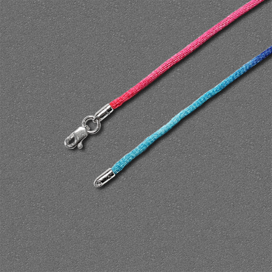 Цветной шёлковый шнурок с серебряным замком