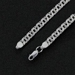 Silver chain "Flat Bismarck" with rhodium coating