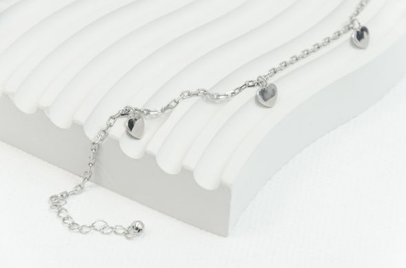 Жіночий срібний браслет з сердечками