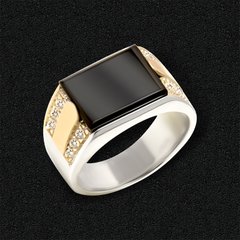 Men's silver ring with black onyx