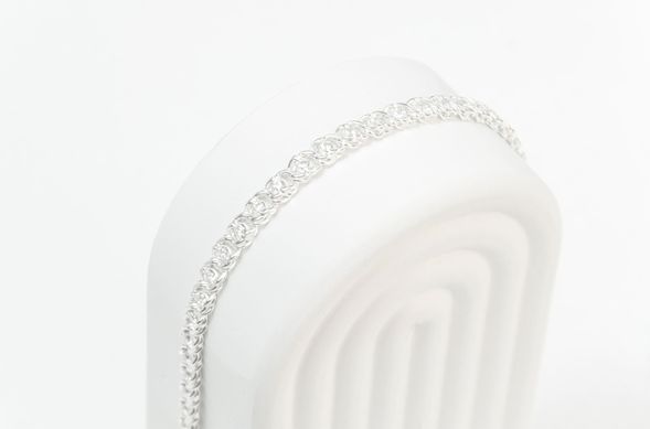 Женская серебряная цепь "Арабский Бисмарк" с 2-мм белыми фианитами