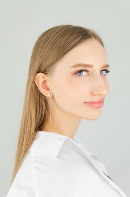 Silver long earrings with cubic zirconia