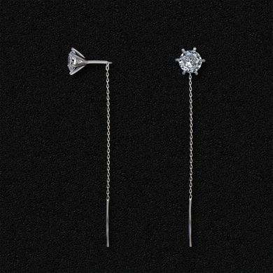 Silver long earrings with cubic zirconia