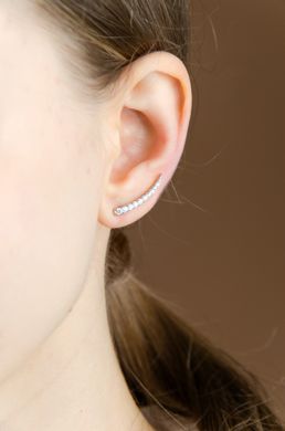 Silver cuff earrings with cubic zirconia