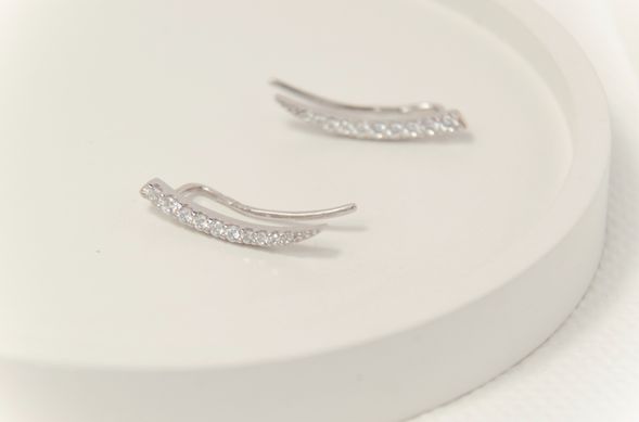 Silver cuff earrings with cubic zirconia