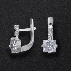 Silver earrings "White square"