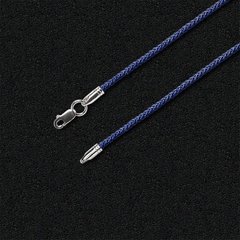 Синій шовковий шнурок із срібною застібкою