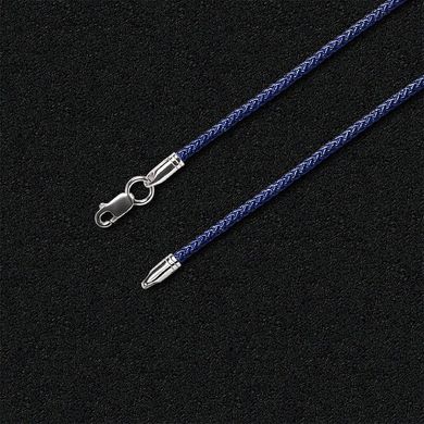 Niebieska jedwabna sznurek ze srebrnym zamkiem