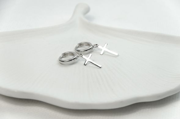 Silver cross earrings