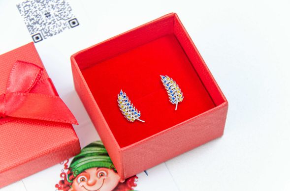 Silver cuff earrings "Ears of wheat" with cubic zirconia