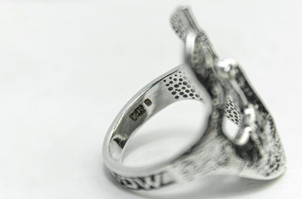 Men's silver ring "Molon labe"