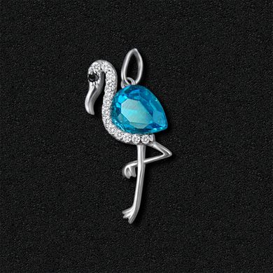 Women's silver pendant "Blue Flamingo"