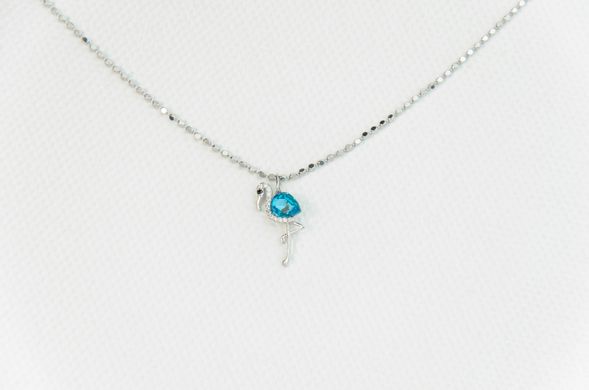 Women's silver pendant "Blue Flamingo"