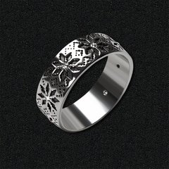 Серебряное кольцо-вышиванка с прозрачными фианитами