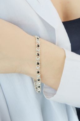 Women's silver bracelet "Arabian Bismarck" with з 2.5-mm black & white cubic zirconia