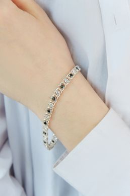 Women's silver bracelet "Arabian Bismarck" with з 2.5-mm black & white cubic zirconia