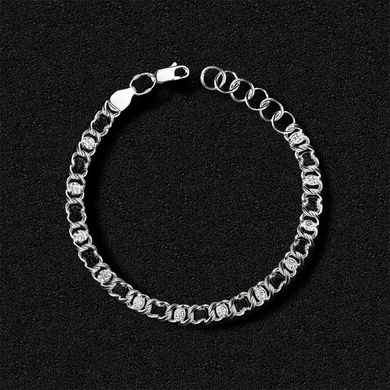 Women's silver bracelet "Arabian Bismarck" with з 2.5-mm black & white cubic zirconia