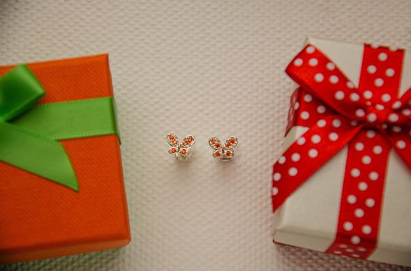 Silver stud earrings "Butterfly"