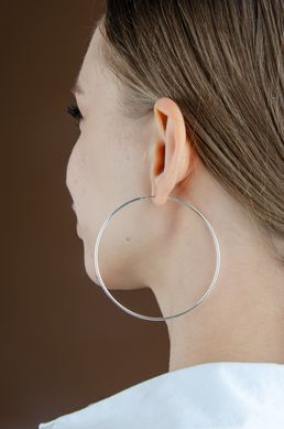 70-mm large silver hoop earrings