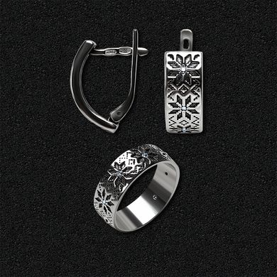 Жіночий комплект срібних прикрас "Вишиванка" з топазами
