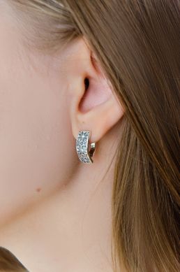 Silver Earrings "Vishivanka"with clear stones
