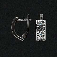 Silver earrings "Vishivanka" with sky cubick zirkonia