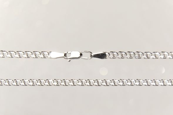 Silver 2.5 - 3.5 mm chain "Flat Bismarck" with rhodium coating