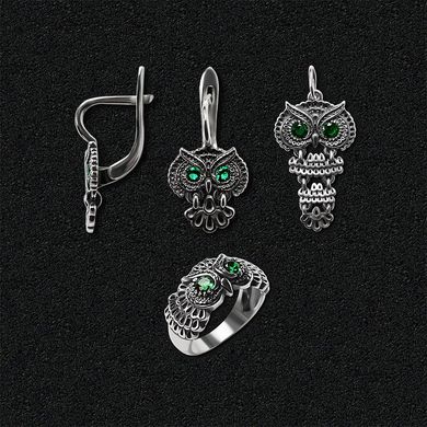 Women's silver jewelry set "Owl"