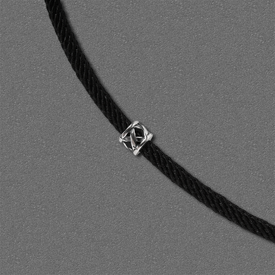 Silk cord with silver insert and lock